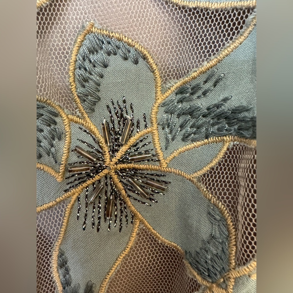 Miss Me Double Tank with Blue Floral Embroidery and Beaded - Picture 11 of 12